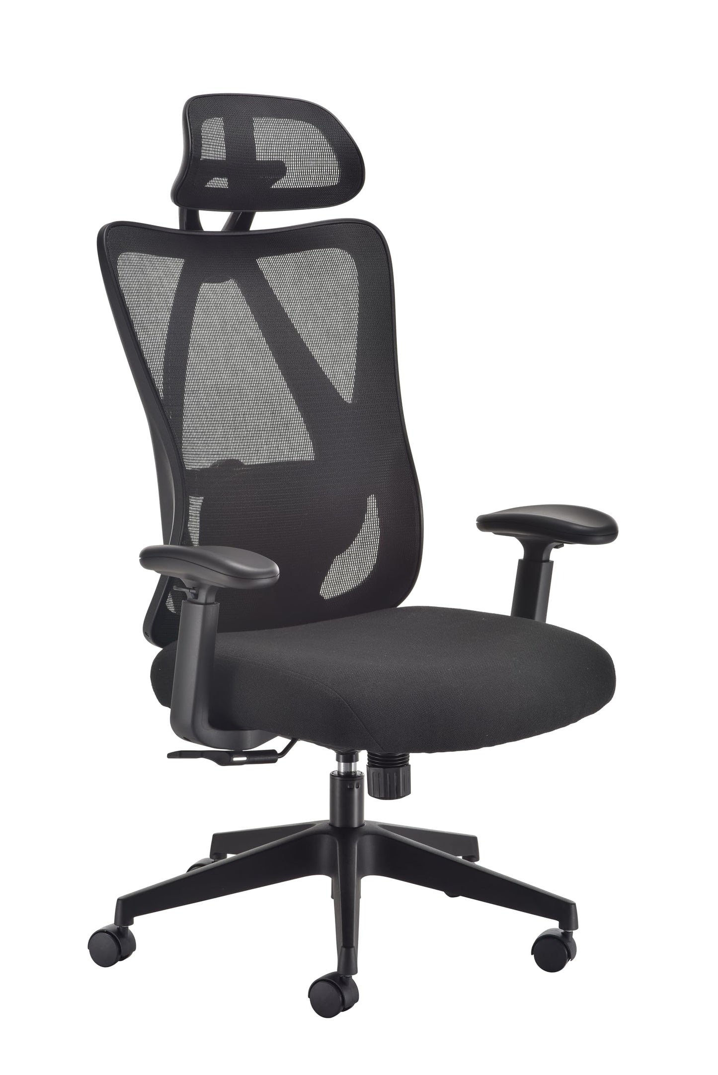 Office Hippo Ergonomic Mesh Office Desk Chair, Adjustable Arms, Swivel Chair with 2D Adjustable Lumbar Support, Headrest & Tension Control