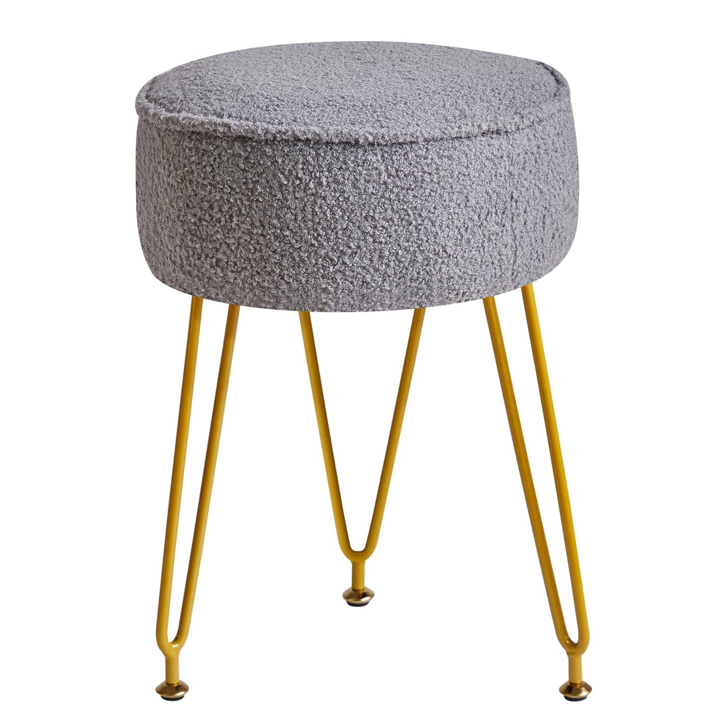 IBUYKE Makeup Vanity Stool Chair, Teddy Velvet Footrest, Gray WBD009G