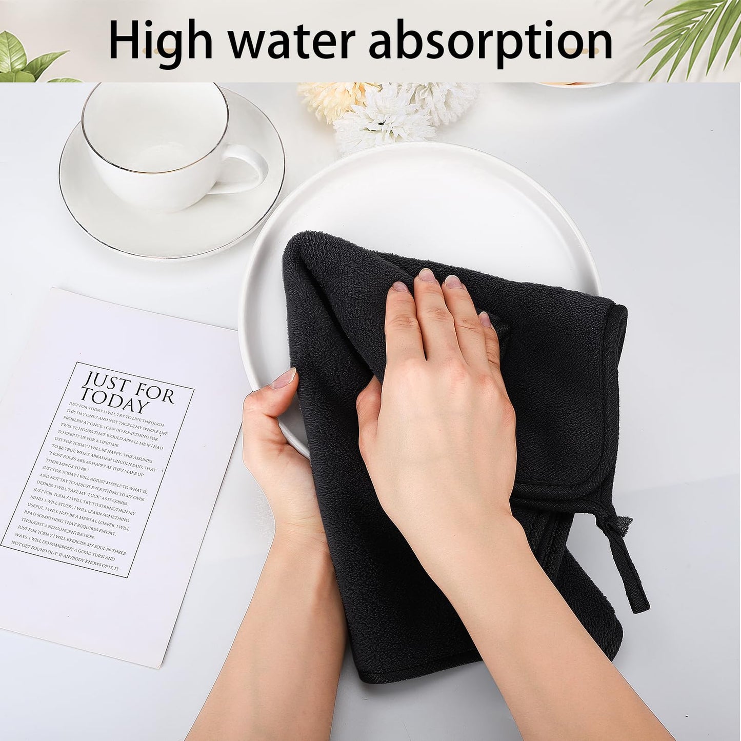 saerryor 4 Pack Microfiber Hand Towel, Soft Absorbent Hand Towels with Hanging Loop