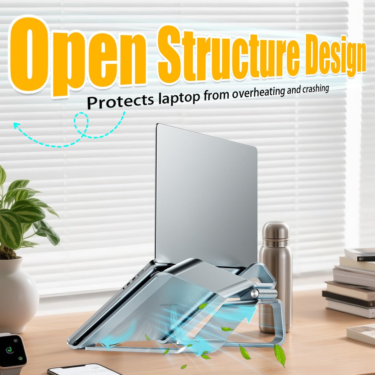 DaMohony Foldable Laptop Stand, Ergonomic Aluminium Laptop Riser for Desk