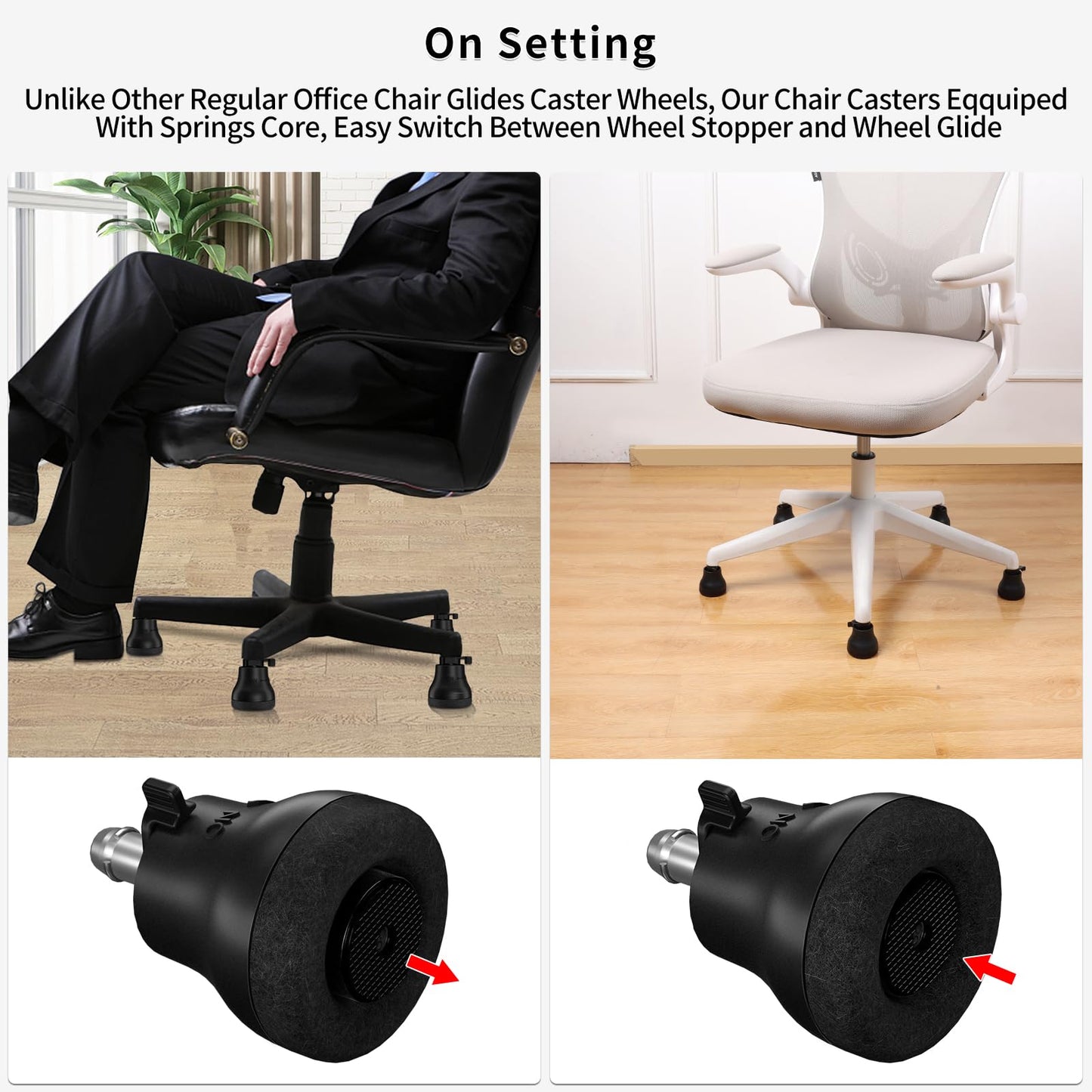 Bell Glides Replacement Office Chair, Fixed Stationary Castors