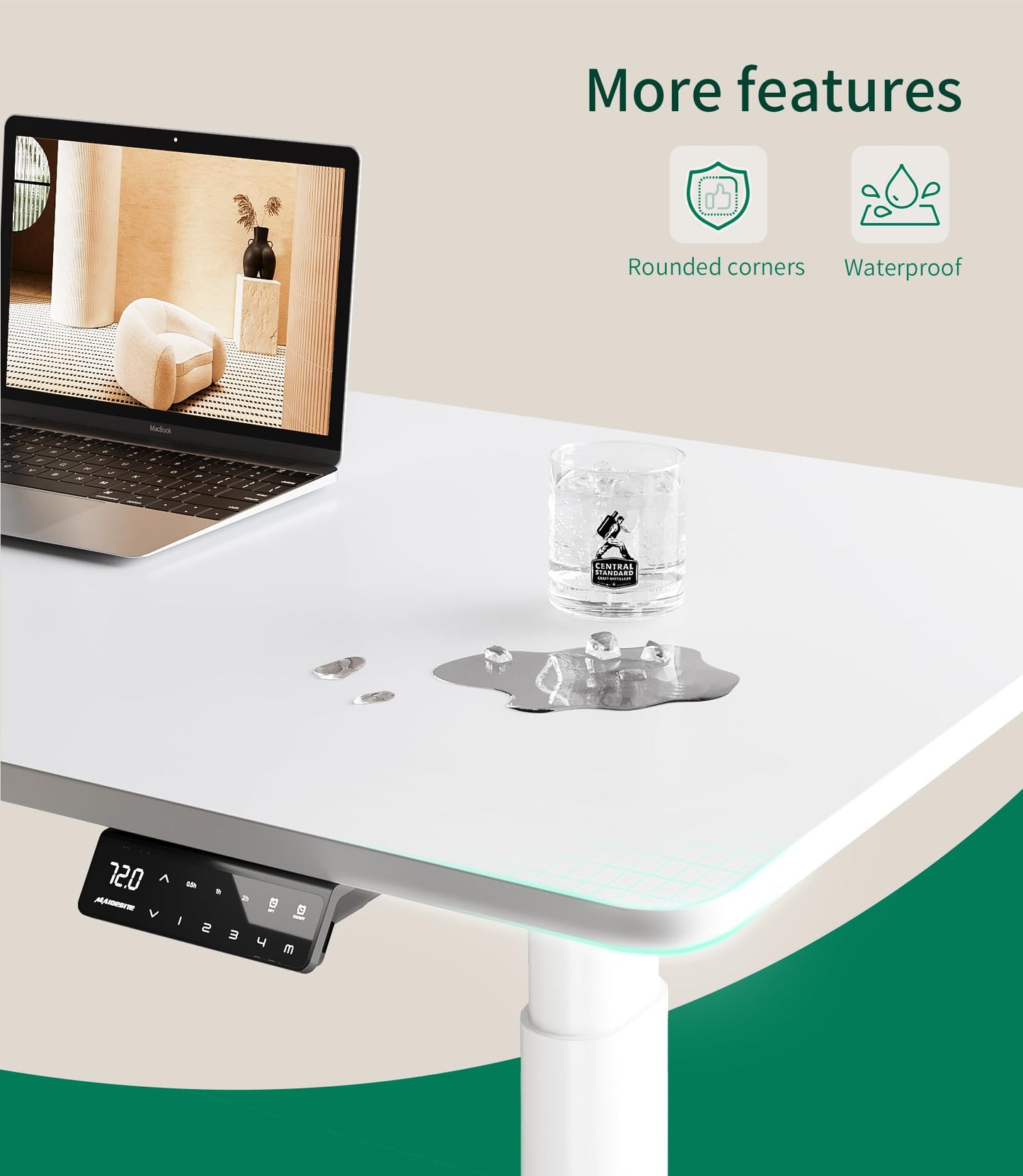 MAIDeSITe Table Top,Desktop for Height Adjustable Electric Standing Desk,White,180 * 80 * 2.5 cm