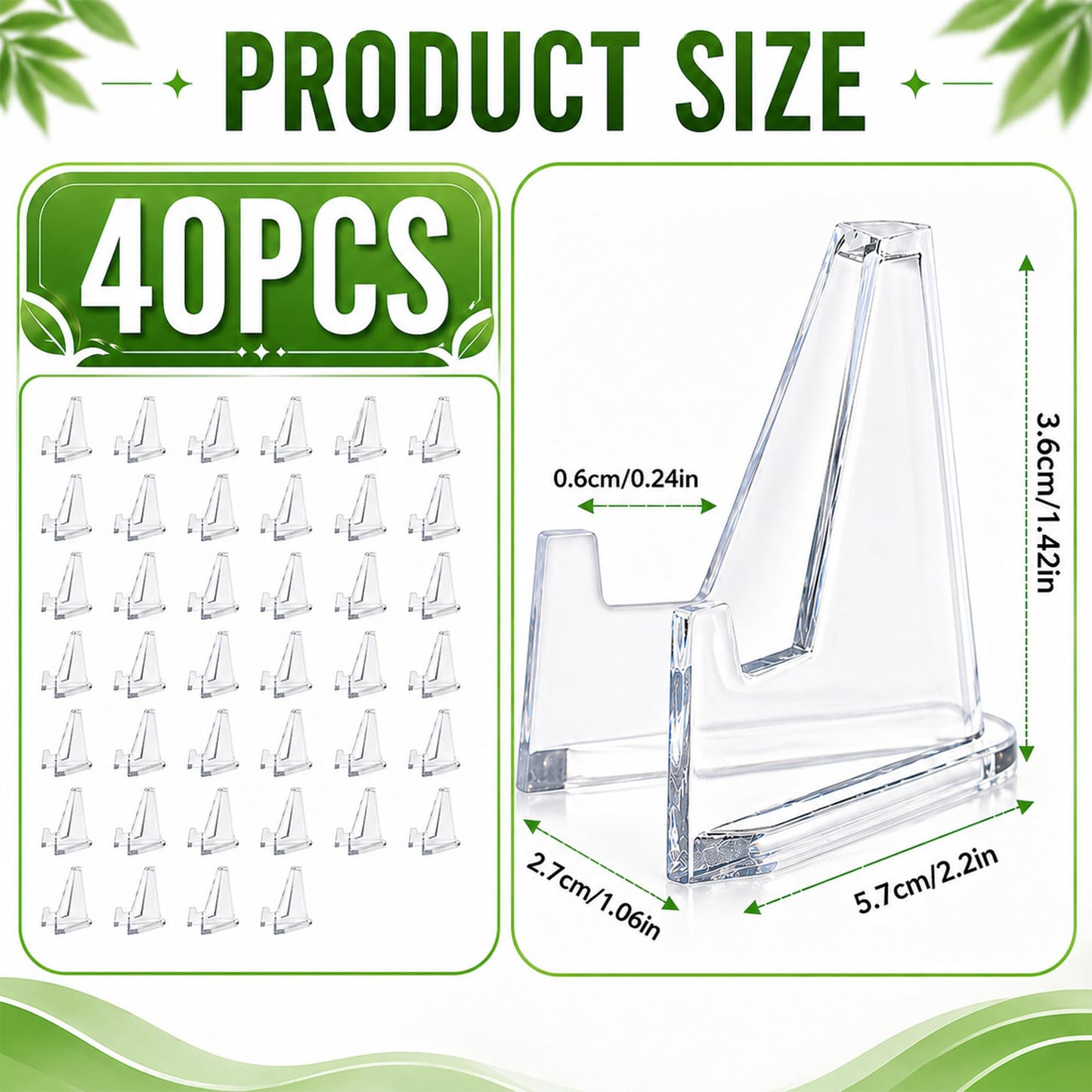 40Pcs Card Display Stand Mini Clear Acrylic Easel Stands Coin Display