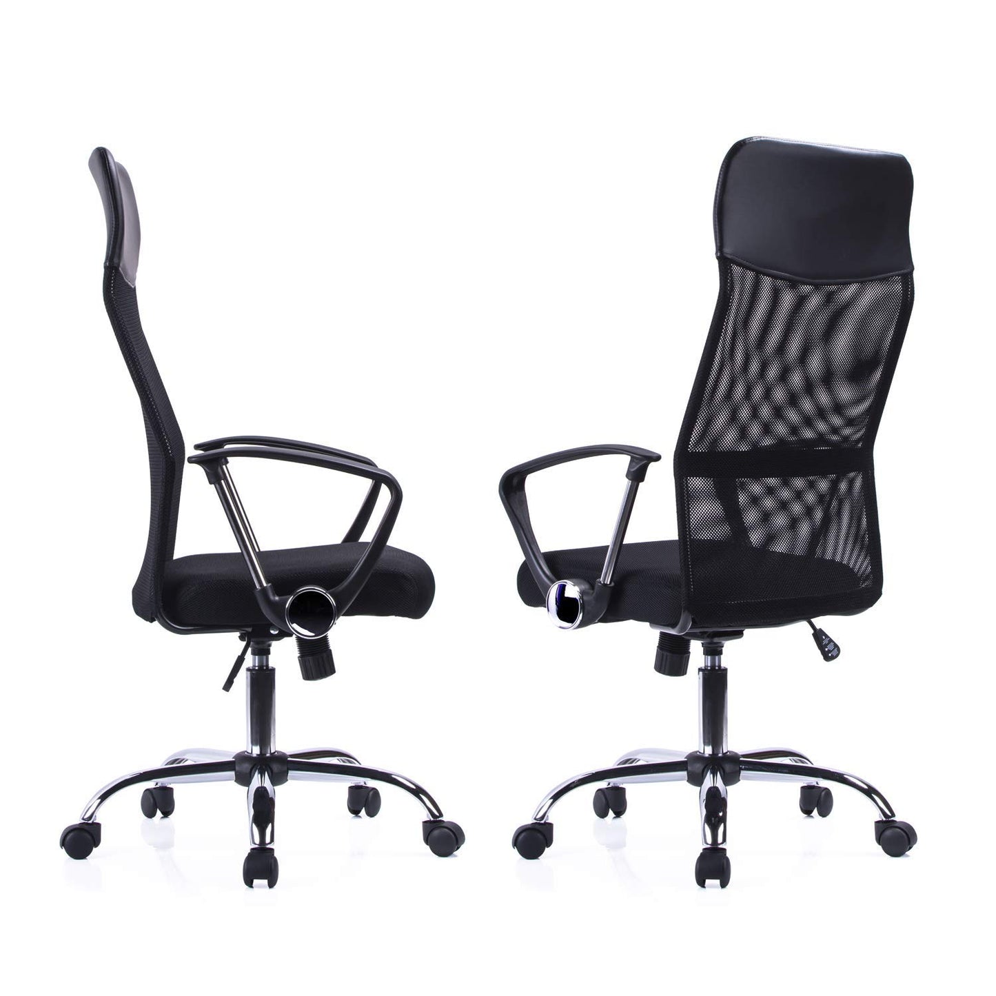 Exofcer Office Chair, High Back Desk Chair, Ergonomic Computer Chair, Height Adjustable, Breathable Padded Seat, Home Mesh Swivel Chair (Black)