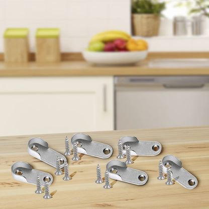 6-Piece Zinc Alloy Oval Wardrobe Hanging Rails Fittings - Easy Installation or Removal for Shower Curtain Closet Silver