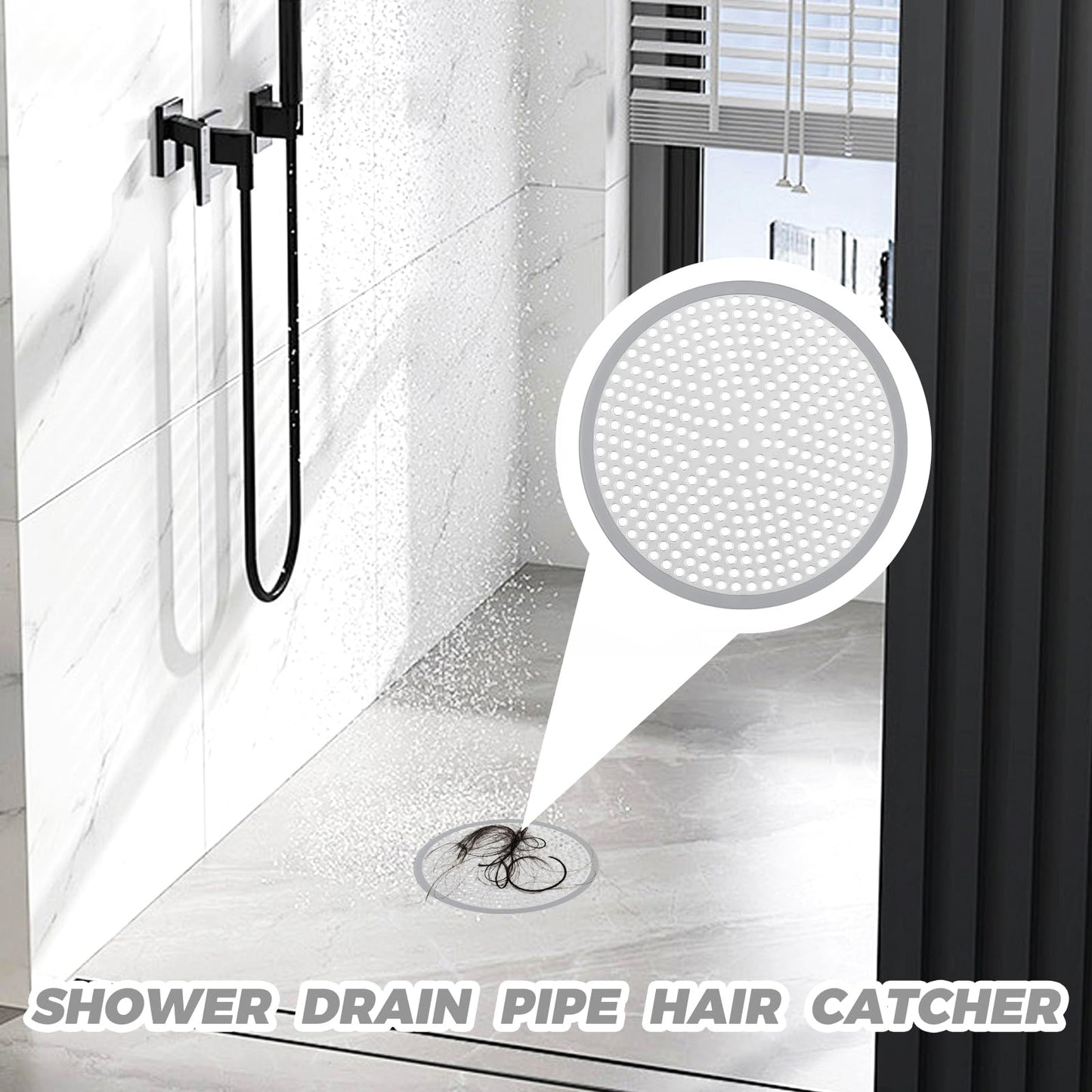 1pc Stainless Steel Shower Drain Hair Catcher with Silicone Edge 12cm Shower Drain Cover Plug Hole Hair Catcher for Bathroom Floor and Bath Drain
