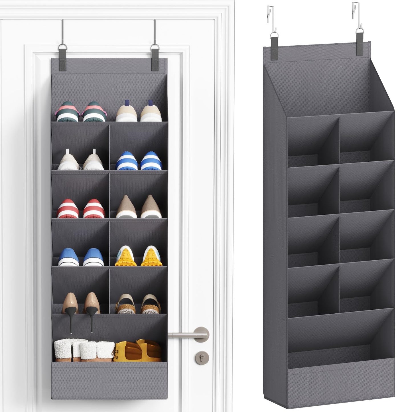 Lifewit Over the Door Shoe Organizers, Hanging Shoe Storage Rack with 11 Pockets, 5 Layers Shoe Holder for Closet Door Includes Boots, Toys