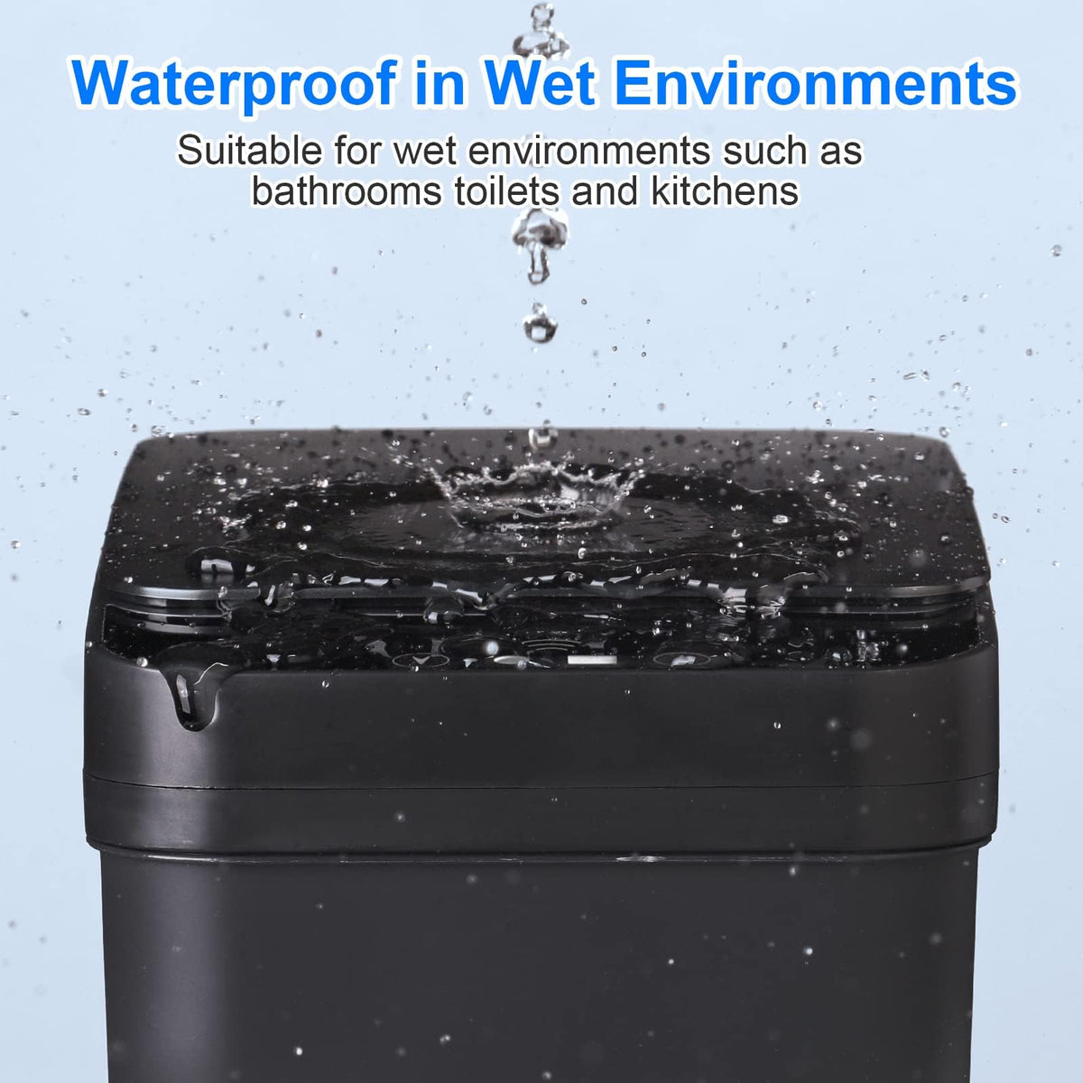 Black Bathroom Bin with Lid, 12L Touchless Sensor Bin, Smart Motion Garbage