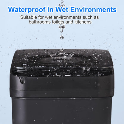 Black Bathroom Bin with Lid, 12L Touchless Sensor Bin, Smart Motion Garbage
