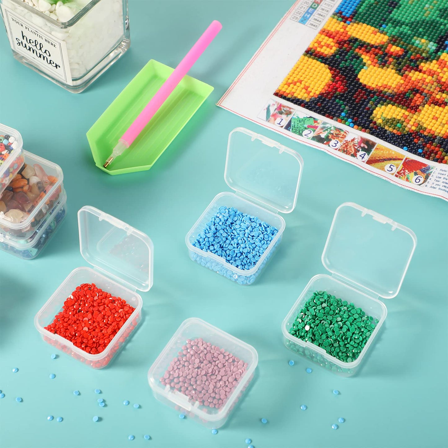 Jetec 6 Pieces Small Clear Plastic Storage Box,1.7 X 1.7 X 0.8 Inch
