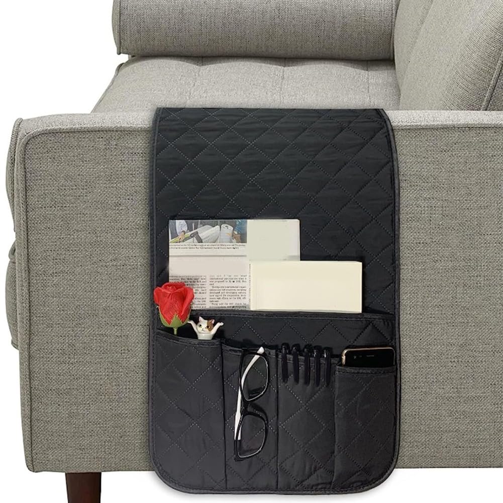 Ginobili Sofa Remote Control Holder Non-Slip Armchair Holders for Couch Recliner with 5 Pockets for Book Etc