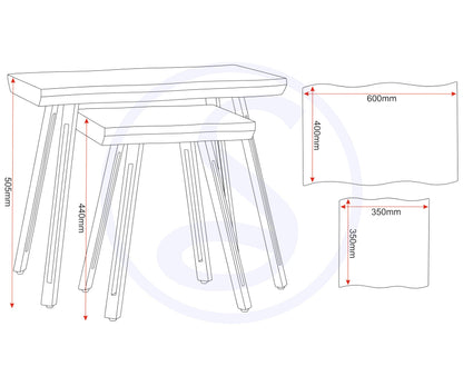 Seconique Quebec Wave Edge Nest Of Tables in Medium Oak Effect