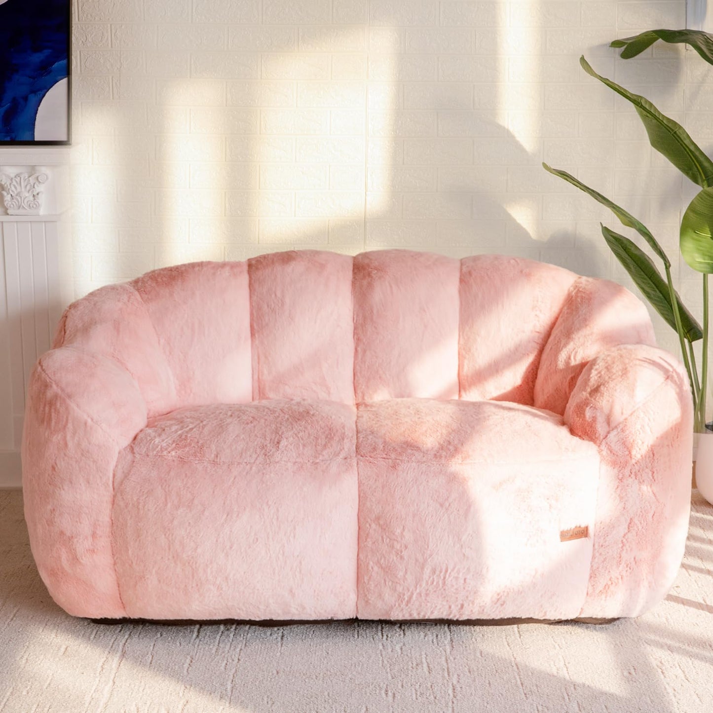 MAXYOYO Floral Shaped Bean Bag Includes Filling, Loveseat Sofa, Faux Fur