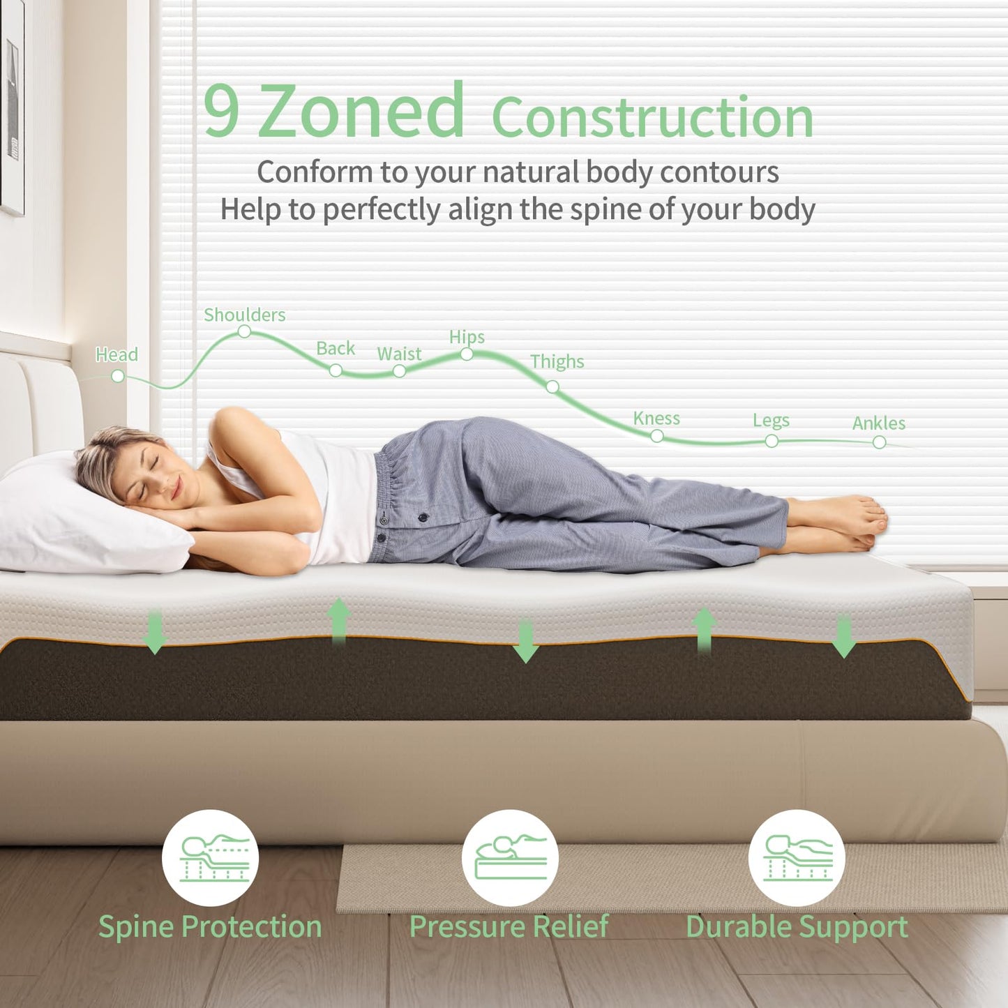 Doubleslee Memory Foam Mattress, 5FT King Mattress, Medium, 150x200x20cm