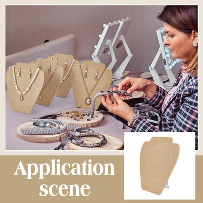 FINGERINSPIRE 6pcs Linen Earring Necklace Display Stand Tan Color