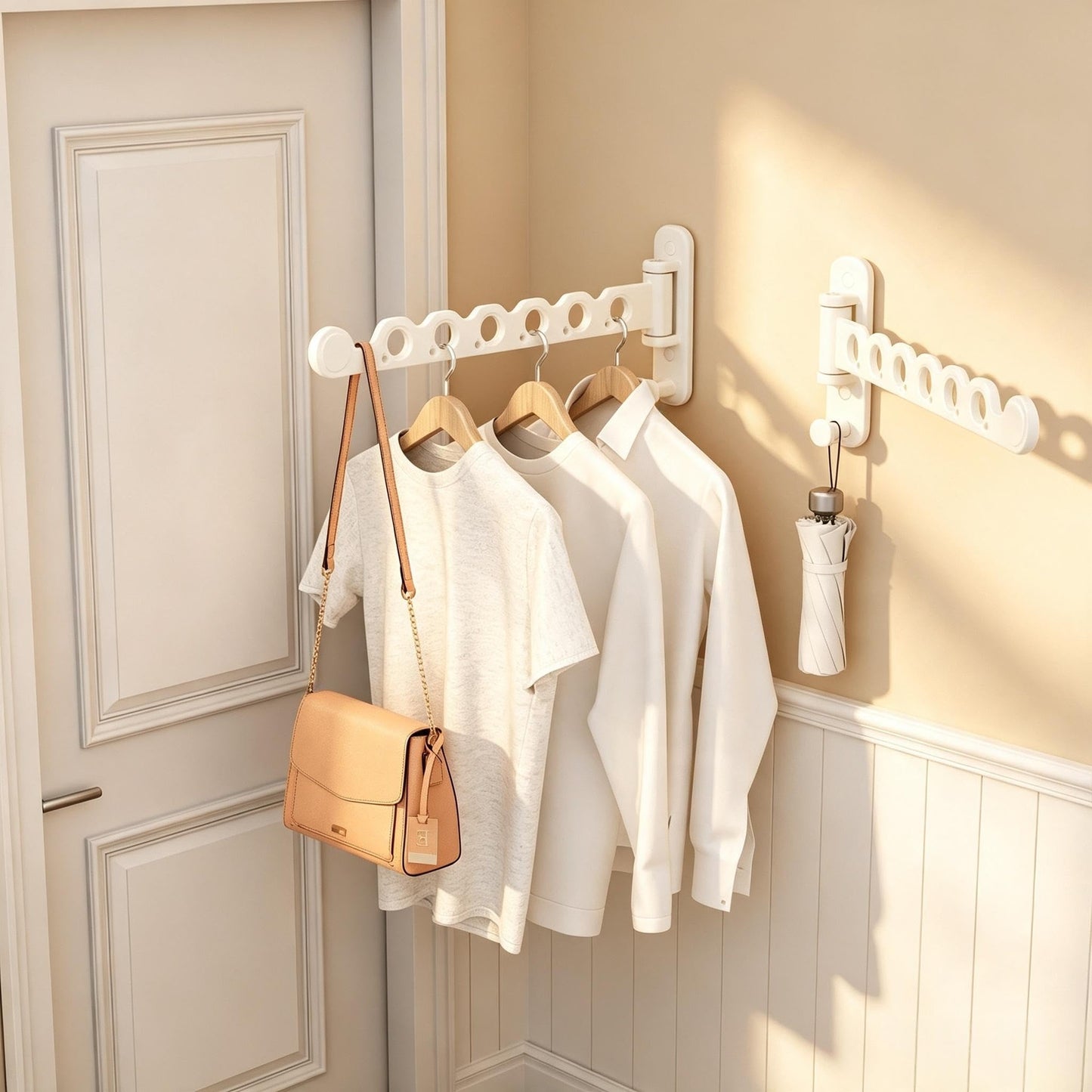 dancrul Wall Mounted Drying Rack Clothing Foldable for Laundry Room，White 2 Packs