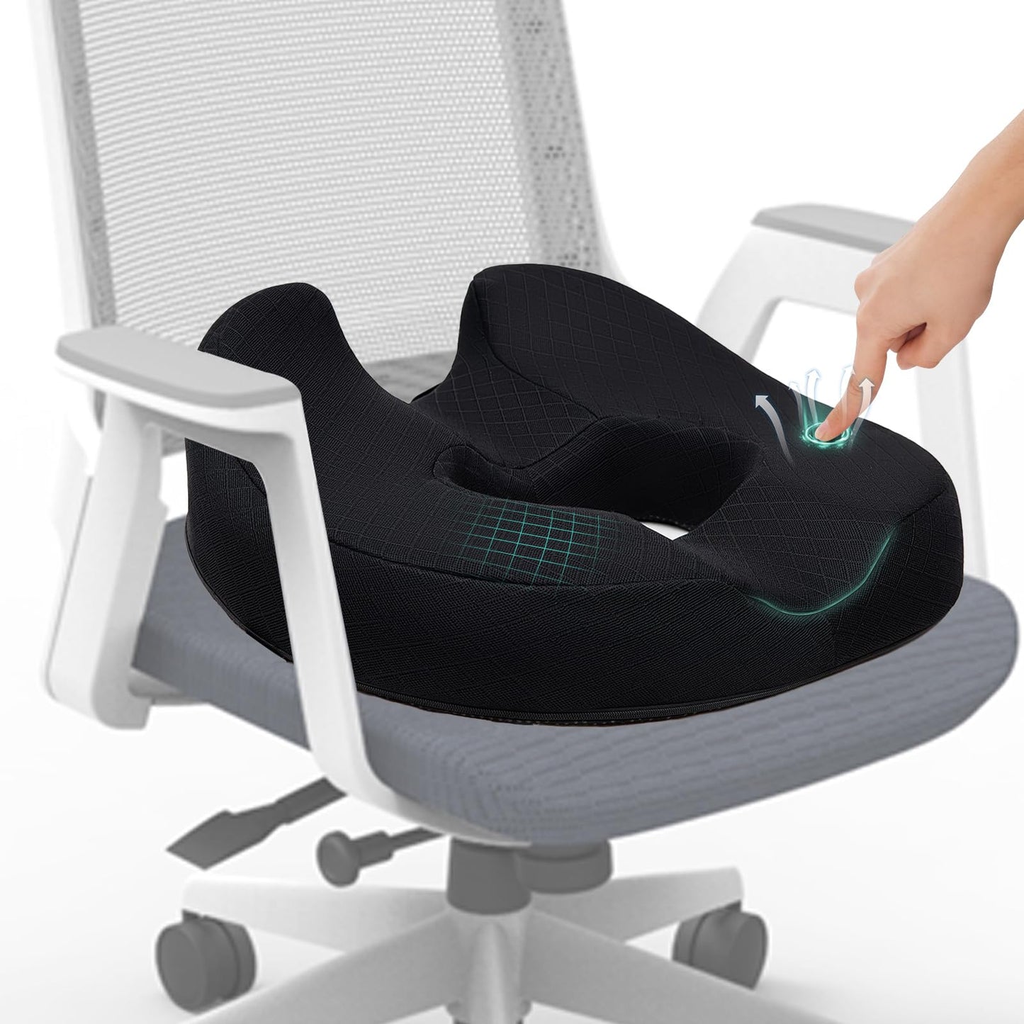 ZHOOGE Donut Pillow Donut Cushion Chair Seat Cushion - The Memory Foam Firm Coccyx Pad You Need for Comfort During Long Sitting at Office Chairs
