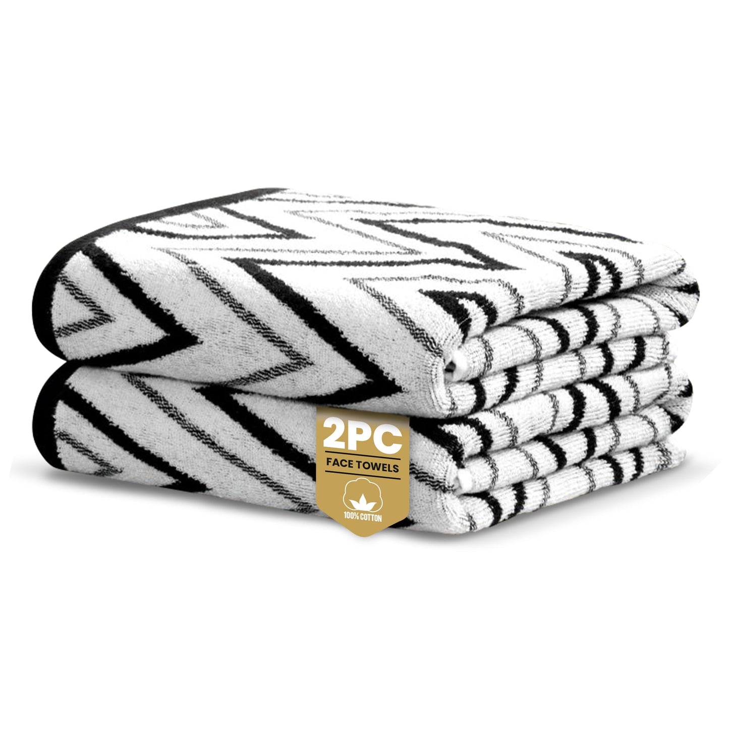 Rapport Home Helix Face Towels 2 Pack, 30x30cm 100% Cotton - Mono Black