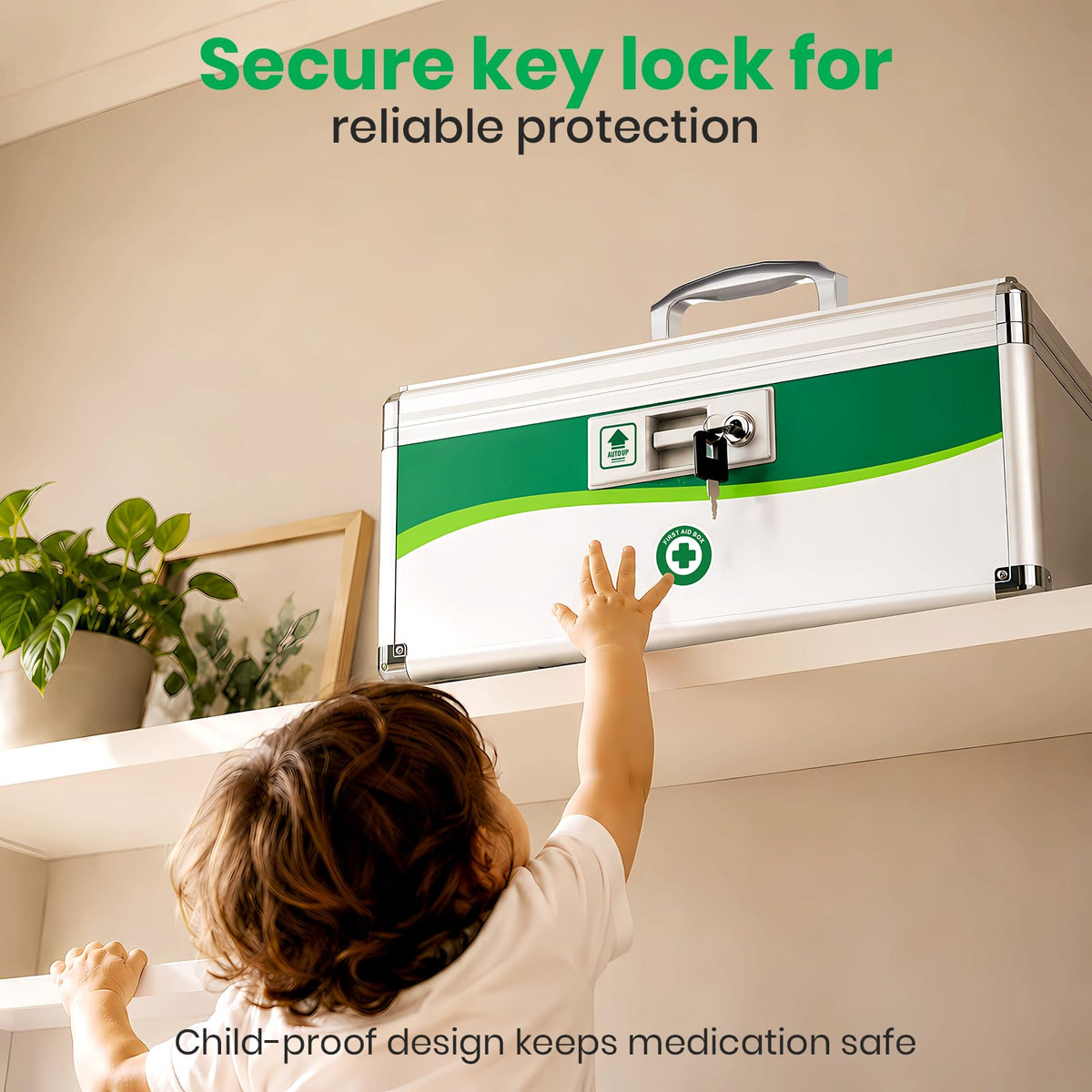 ZORVIDSON Lockable Medicine Box, Medication Storage with Key Lock, Portable First Aid Safe Empty Box