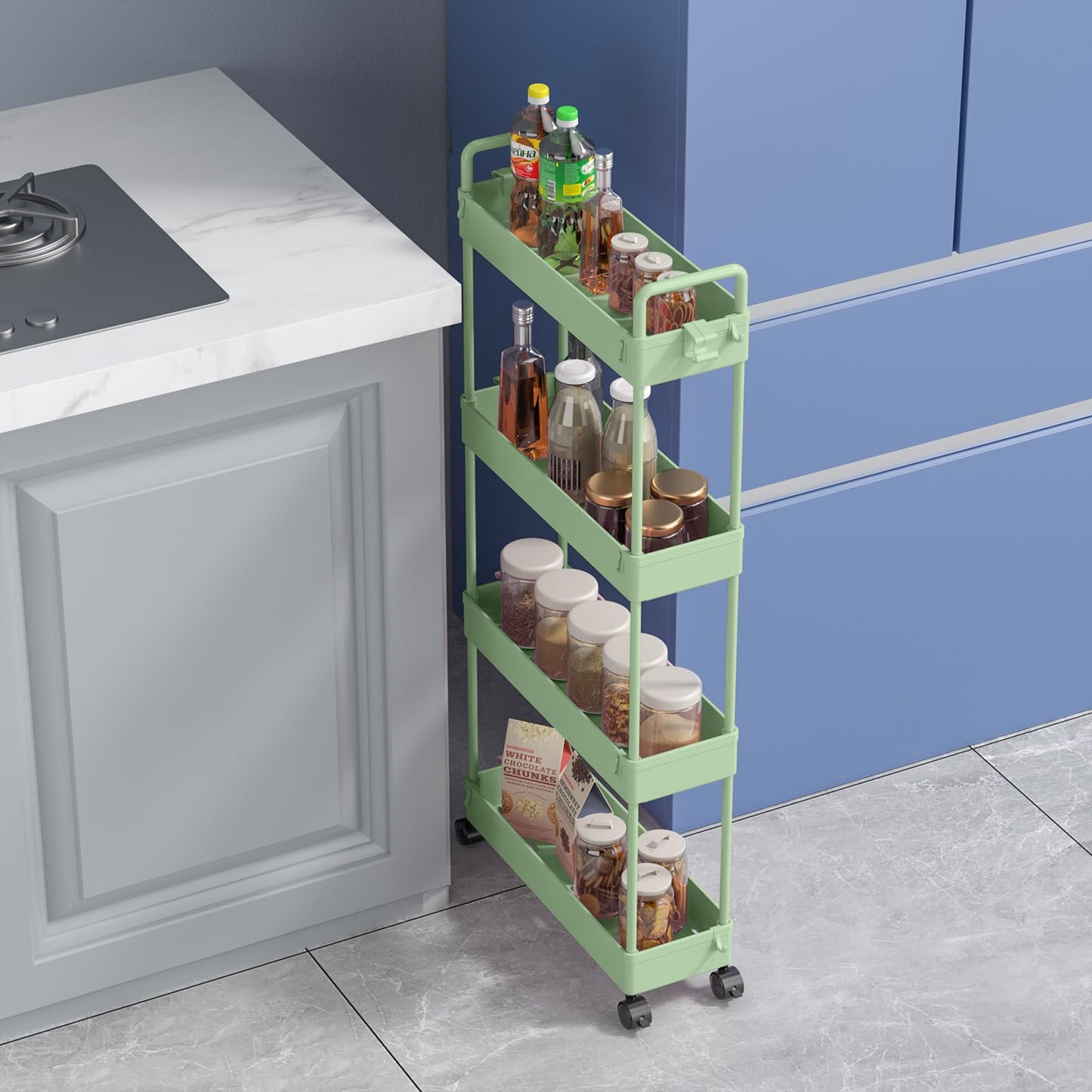 SOLEJAZZ Storage Trolley Cart Slim Rolling Cart Mobile Storage Shelving