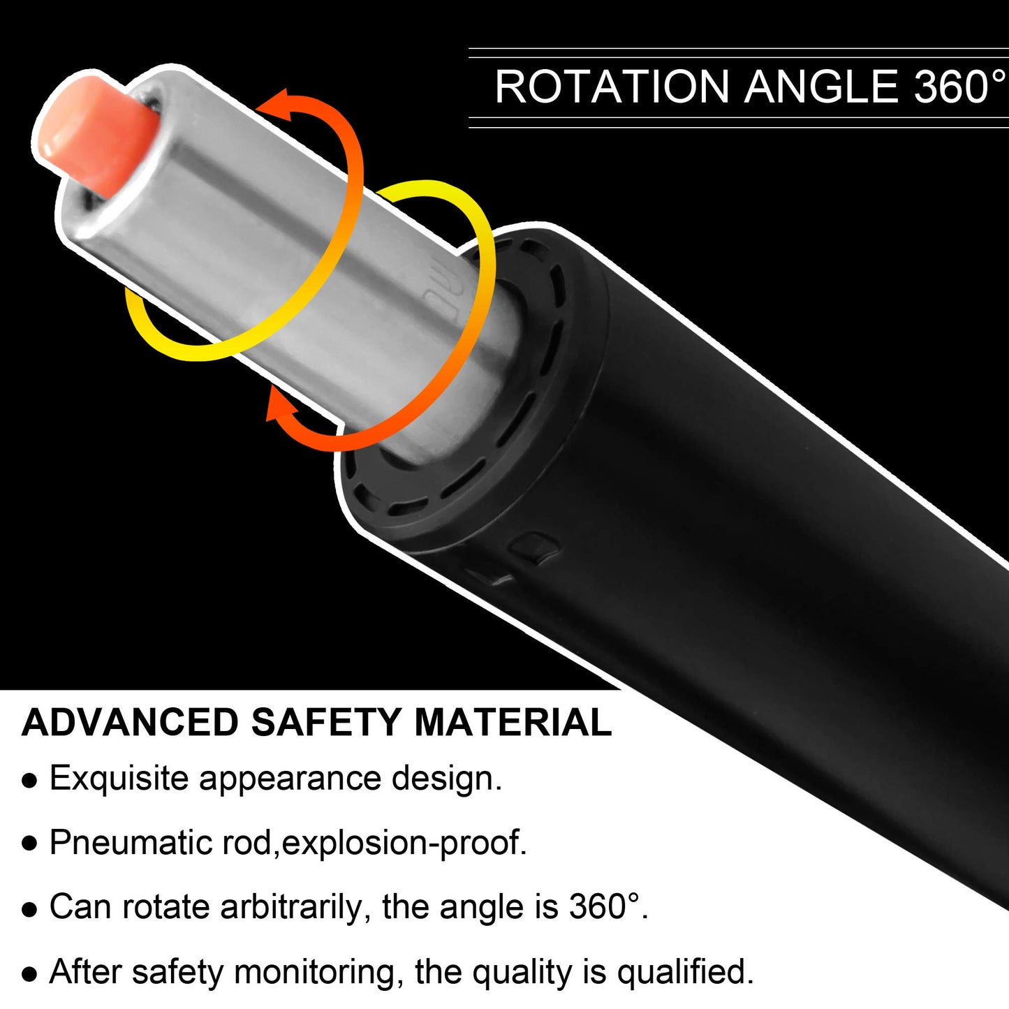 TIANSHU Chair Cylinder Replacement, Heavy Duty(450lbs) Gas Cylinder for Office Chairs, Pneumatic Piston Gas Lift Universal Size (Small, Black)