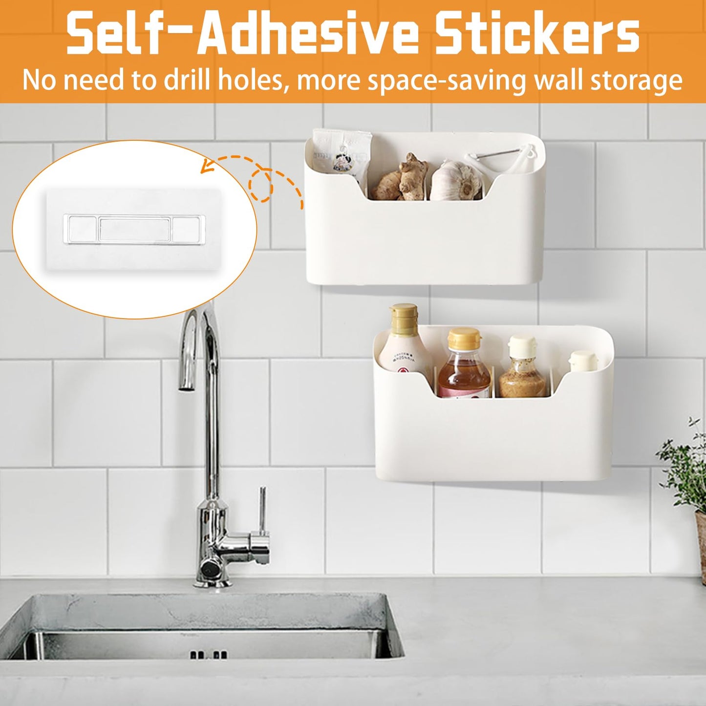 2 Pcs Cabinet Door Organiser with 2 Adhesive Pad, Under Sink Plastic Organizer, No Drilling File Holder for Mail Magazine