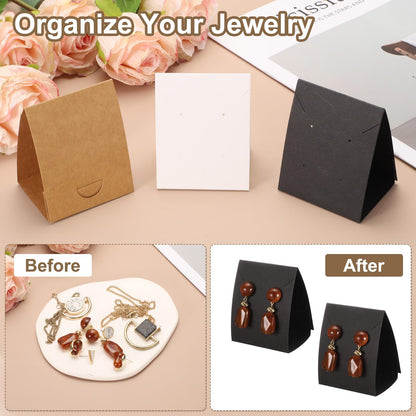 sourcing map 50 Pcs Standing Earring Display Cards, Necklace Display Cards Jewelry Paper Bracelet Packaging Cards for Selling Small Business Jewelry
