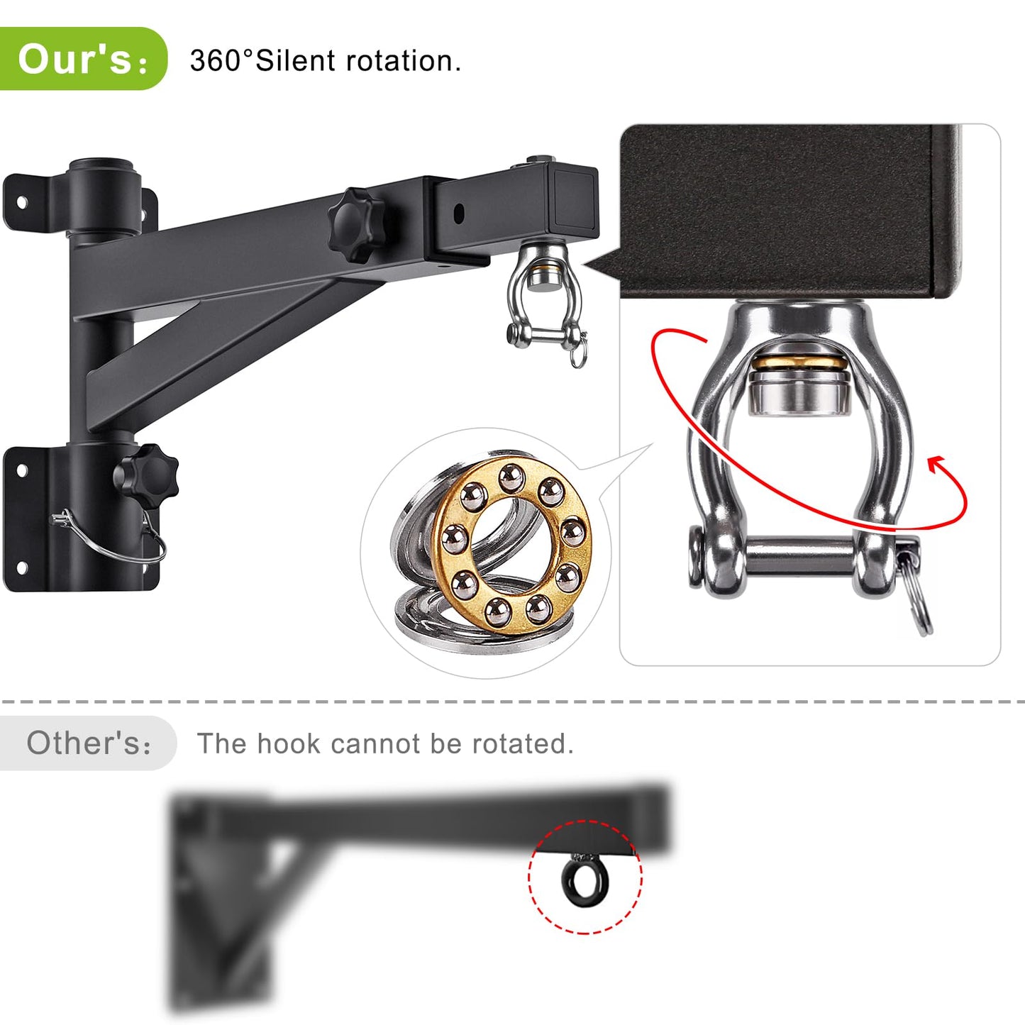Kipika Heavy Bag Wall Mount - Rotatable Heavy-Duty Boxing Bag Bracket for Home Gym Indoor Use, Adjustable Length for Kickboxing, Muay Thai, and Speed
