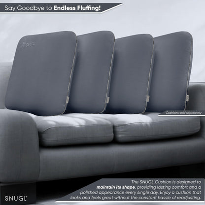 SNUGL Memory Foam Sofa Cushion with Shape Retention ? Hypoallergenic Velvet, Supportive Visco-Elastic Foam, Removable & Washable Cover, Perfect for