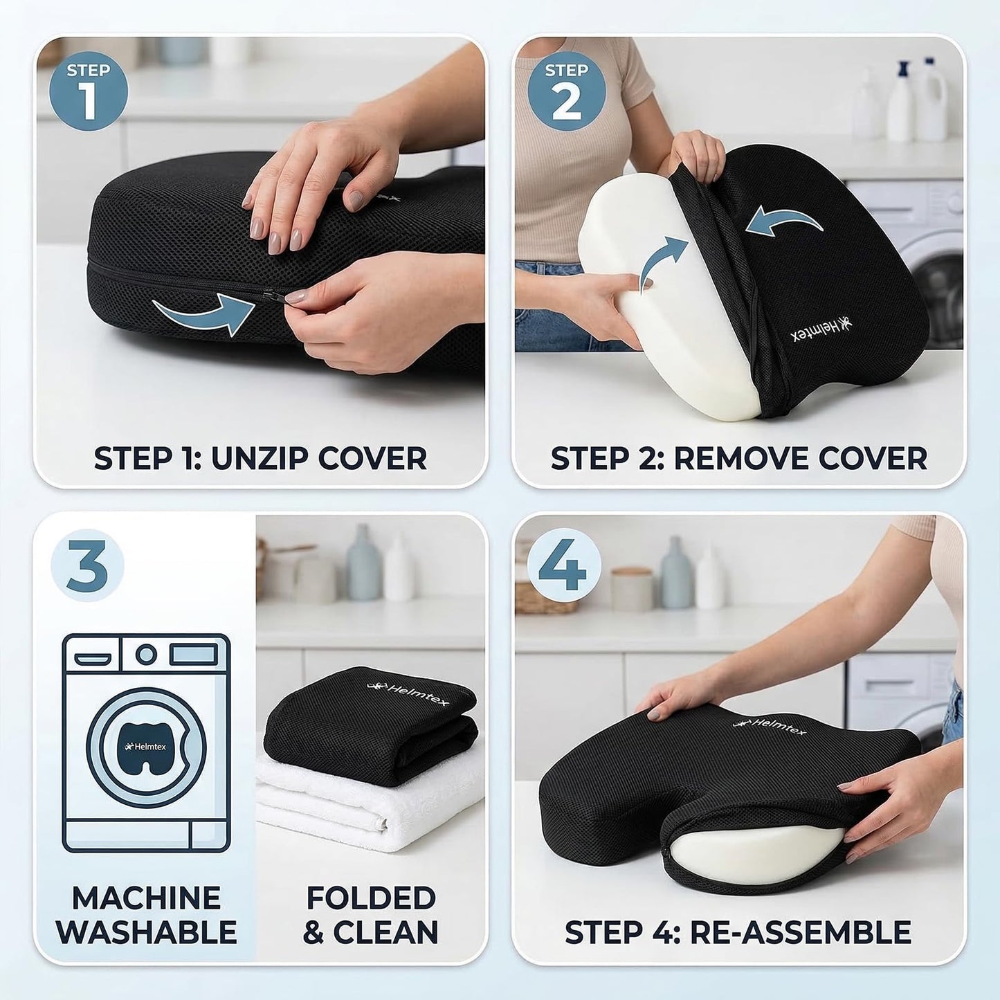 LS Memory Foam Seat Cushion for Office Chair Non-Slip Chair Cushion Pad with Back Support Comfortable Seat Pads for Office Desk Gaming Chair Car Seat