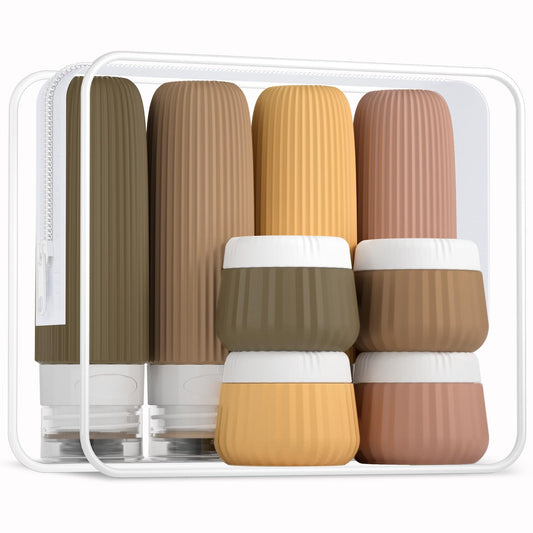 Gemice Travel Bottles for Toiletries 8 pcs Tsa Approved Travel Size Toiletries 90ml Travel Containers for Toiletries BPA free Silicone Cream Jars Leak