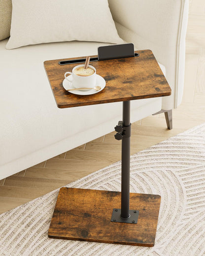 Apetaccat Side Table, C-Shaped Adjustable Sofa Table, 360°Swivel Coffee Tables,40x30x45-83 cm,Small End Tables Bedside for Living Room