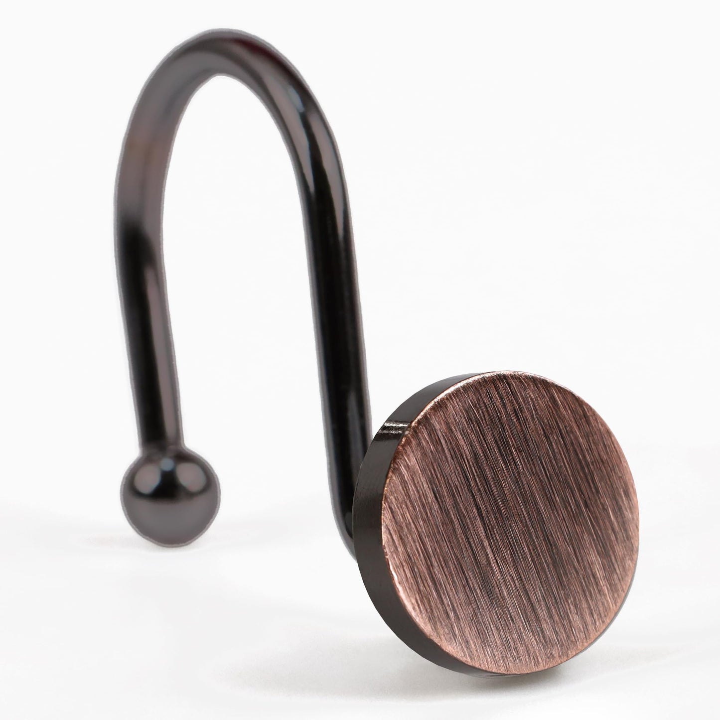 Bronze Shower Curtain Hooks Rings: Round Button Design Rustproof Heavy Metal Shower Curtain Rings for Bathroom - Modern Simple Decorative Shower