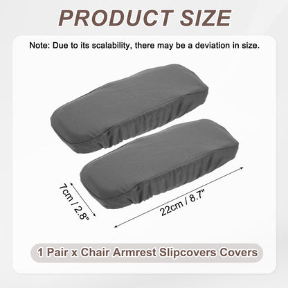 sourcing map Chair Armrest Slipcovers Covers, 22 x 7cm Polyester Removable Seat Hand Rest Protector for Office Chairs Desk ChairGray