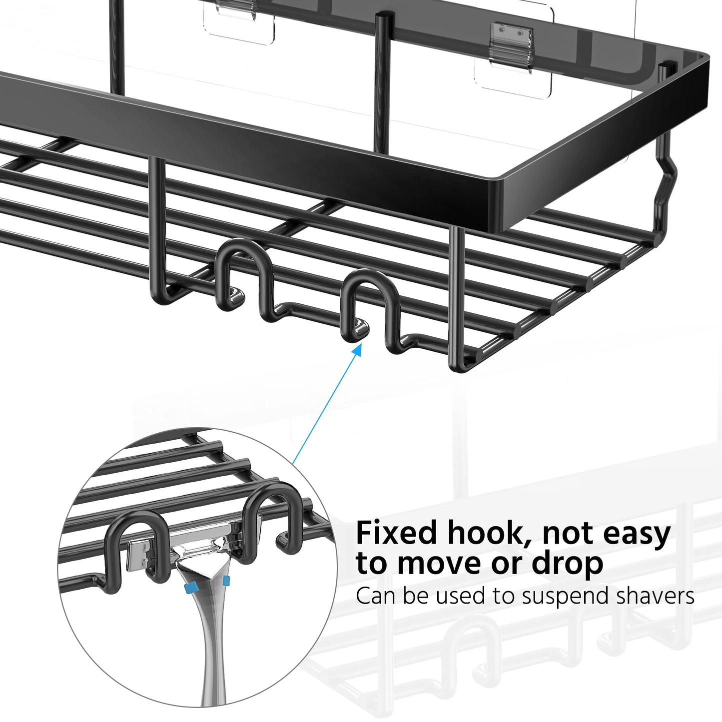 DIFULI Shower Caddy Shelf Organiser 2 Pack, No Drill Black Shower Shelves,Self Adhesive Bathroom Storage Accessories