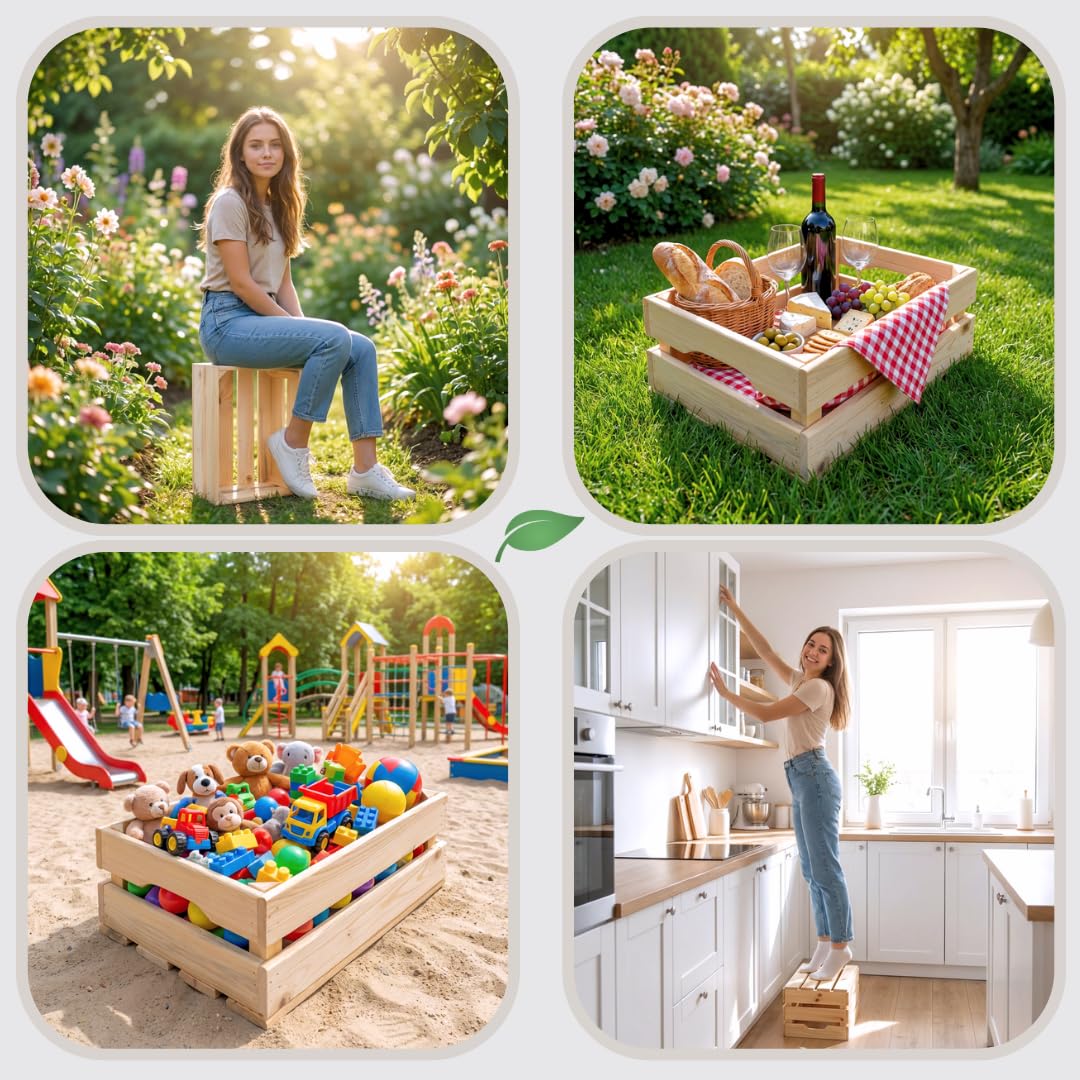 ITA Alina Wooden Crates Set, 6 Storage Crates in 3 Sizes, Decorative Wooden Storage Boxes, Stackable & Nestable, FSC-Certified Wood, Made in EU