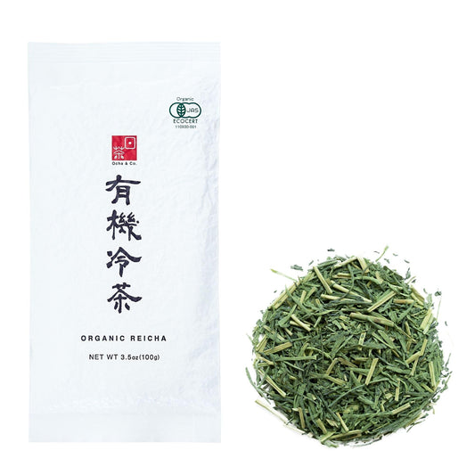 Ocha & Co. Organic Reicha Green Tea ? Japanese Cold Brew ? Refreshing Cold Tea - Blended Light with Sencha & Matcha, 100g/3.5oz.