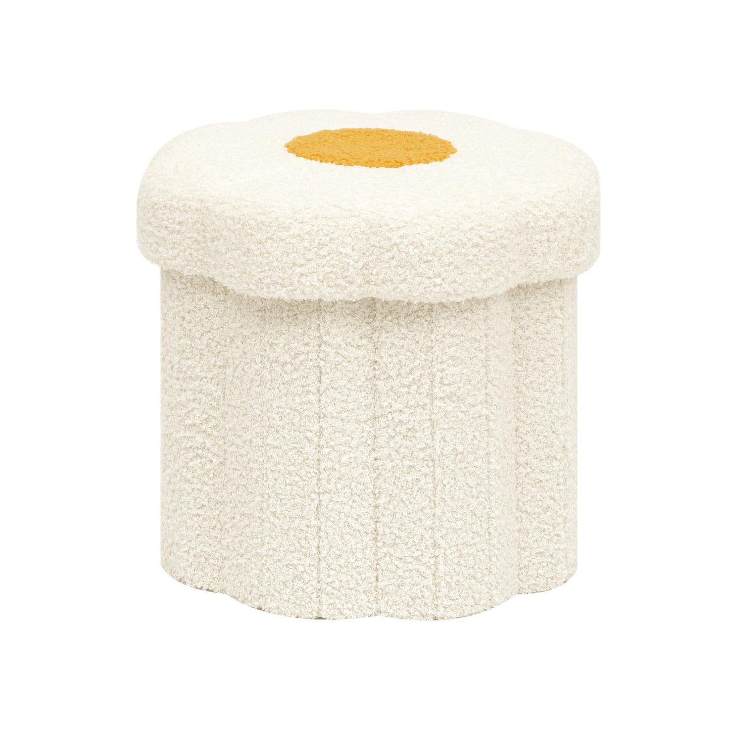 Bonlife Flower Shape Ottoman with Lid, Folding Footrest, Small Storage Box