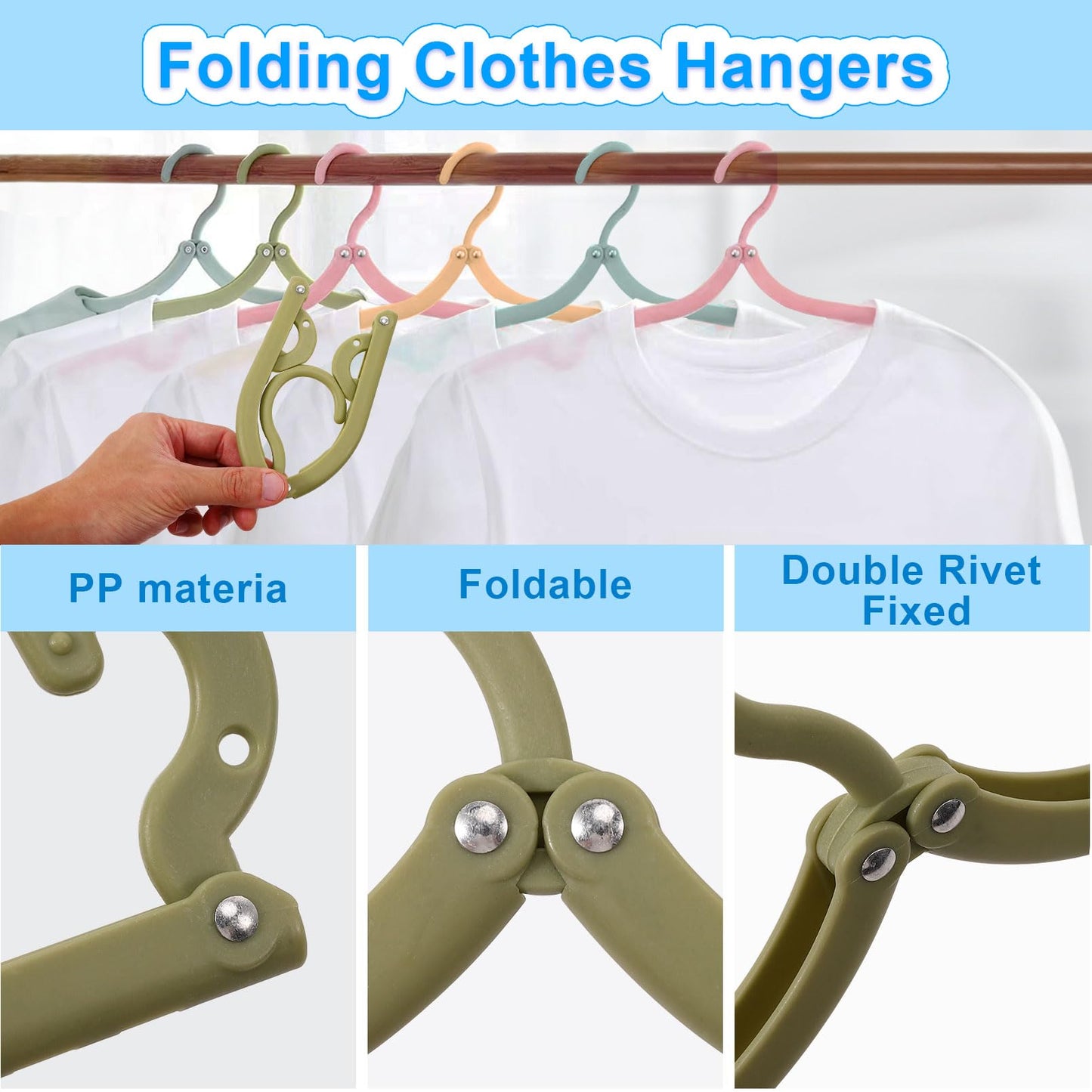 Incisite 20 Pcs Travel Hangers, Foldable Hangers, 4 Colors