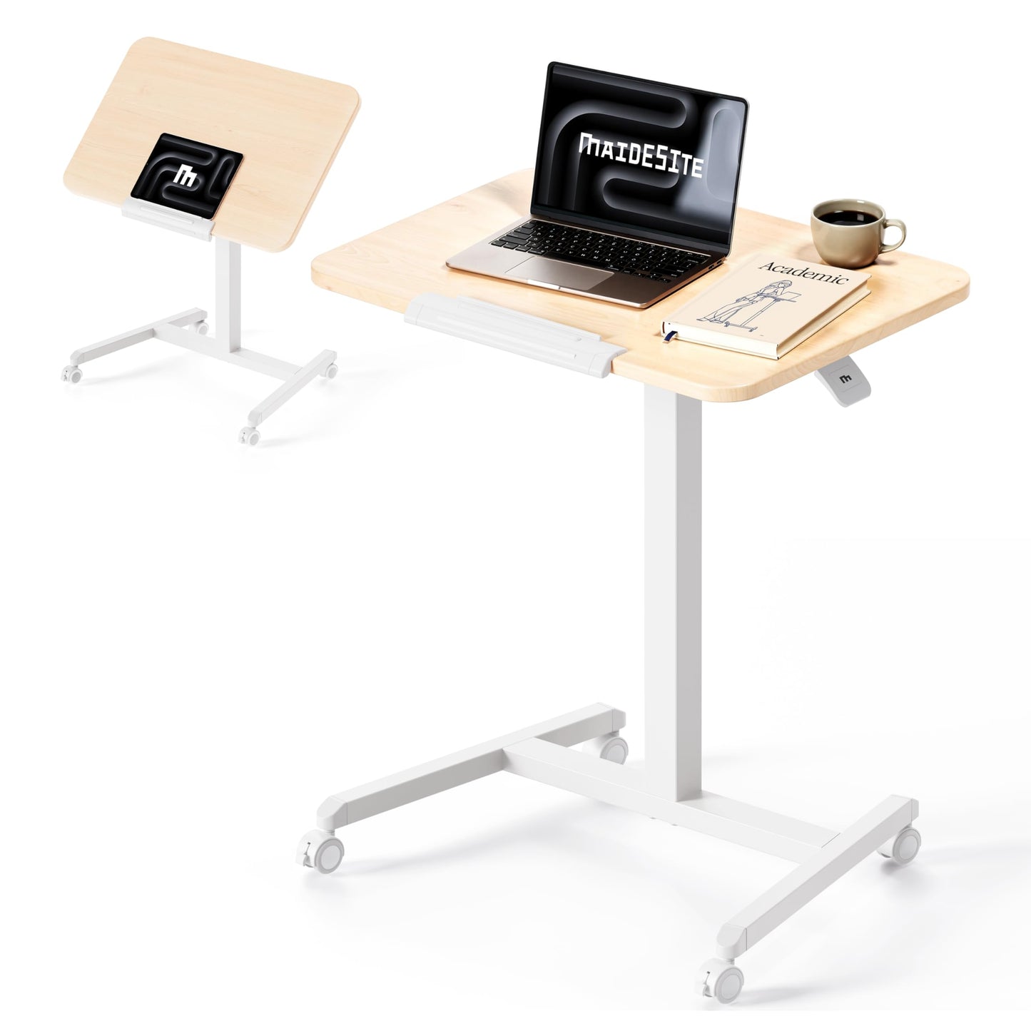 MAIDeSITe Fit Pro Over Bed Table with Wheels, Height Adjustable Desk