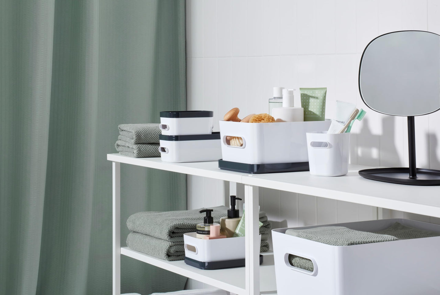 SmartStore Compact Storage Box L Lid Grey Durable Versatile | Perfect for Home Office Kitchen Organisation