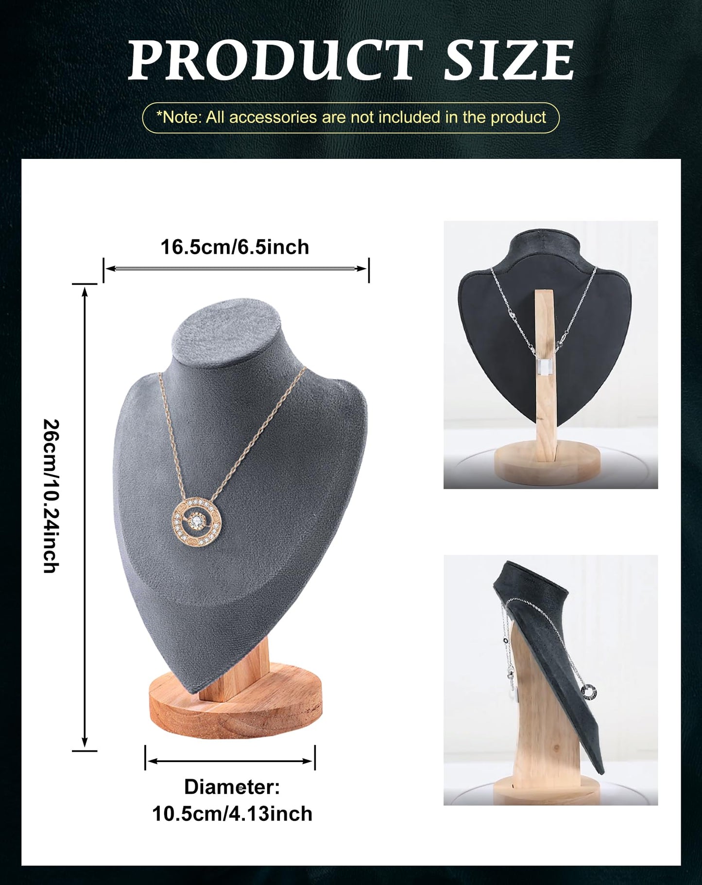 TINGSING Velvet Necklace Display Stand Jewelry Bust Display Stands