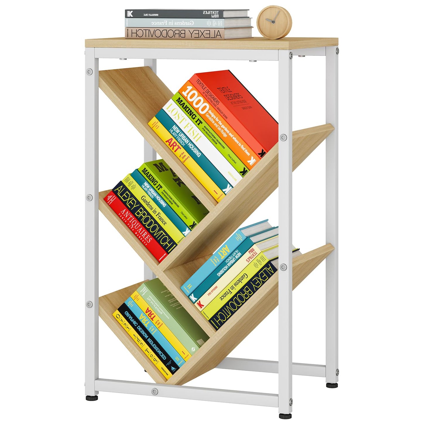 IBUYKE 5 Tier Tree Bookshelf,Small Desktop Bookshelf,Natural TBC003N