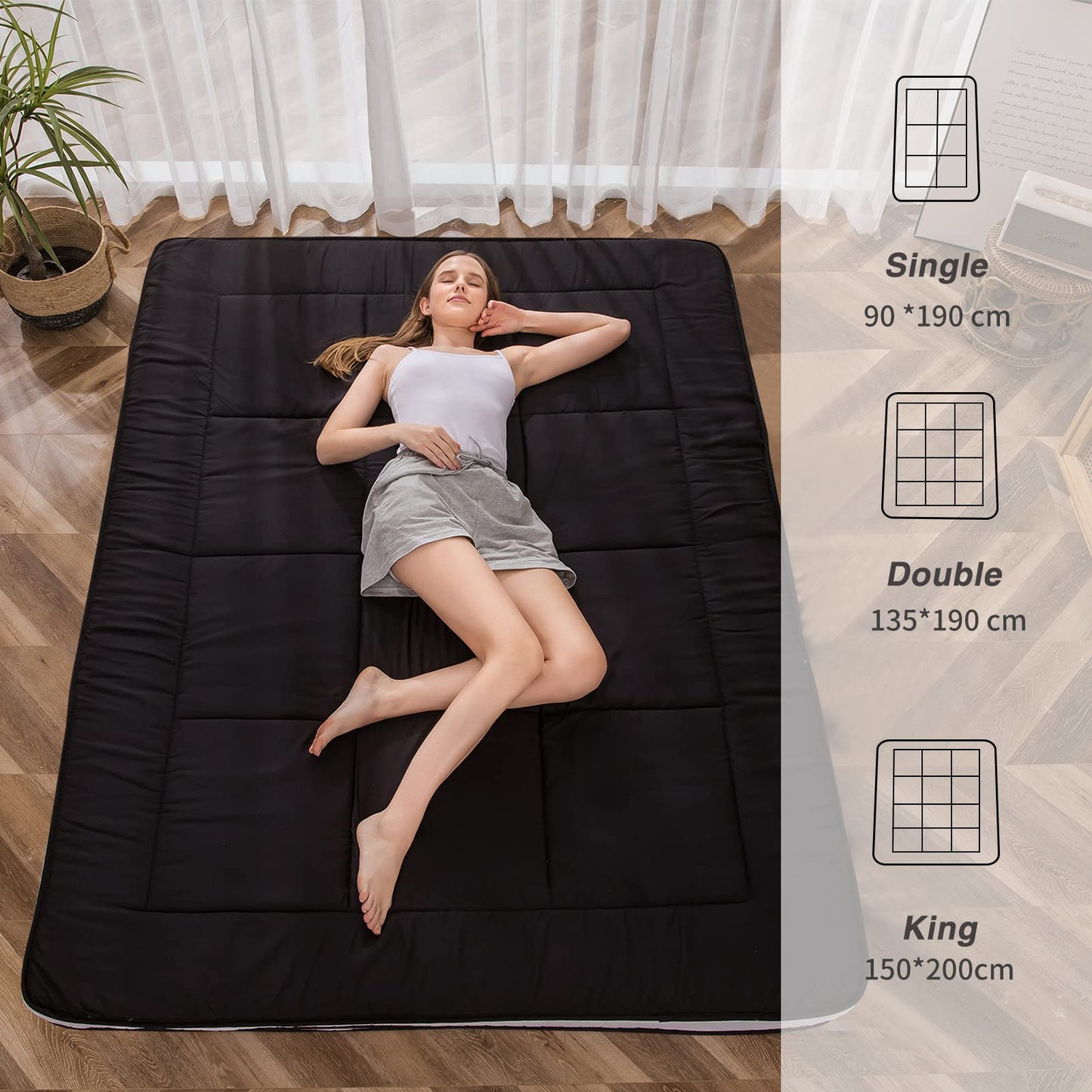 MAXYOYO Futon Mattress, Padded Japanese Floor Mattress Quilted Bed Mattress Topper