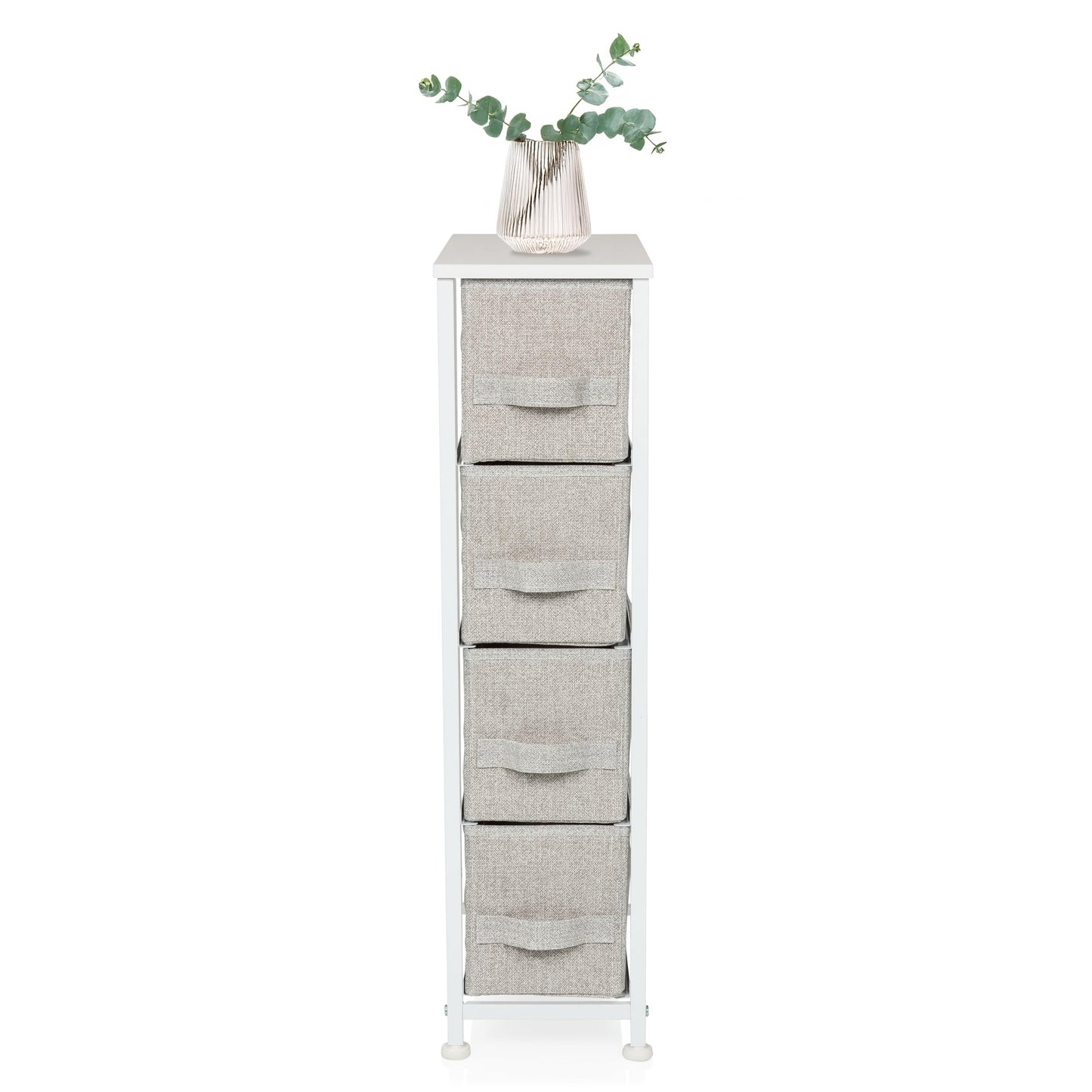 hjh LIVING Chest of drawers with 4 fabric drawers FOLDRESS S 20x48x76 cm Chest of drawers organizer, height-adjustable foot glides, metal frame, grey