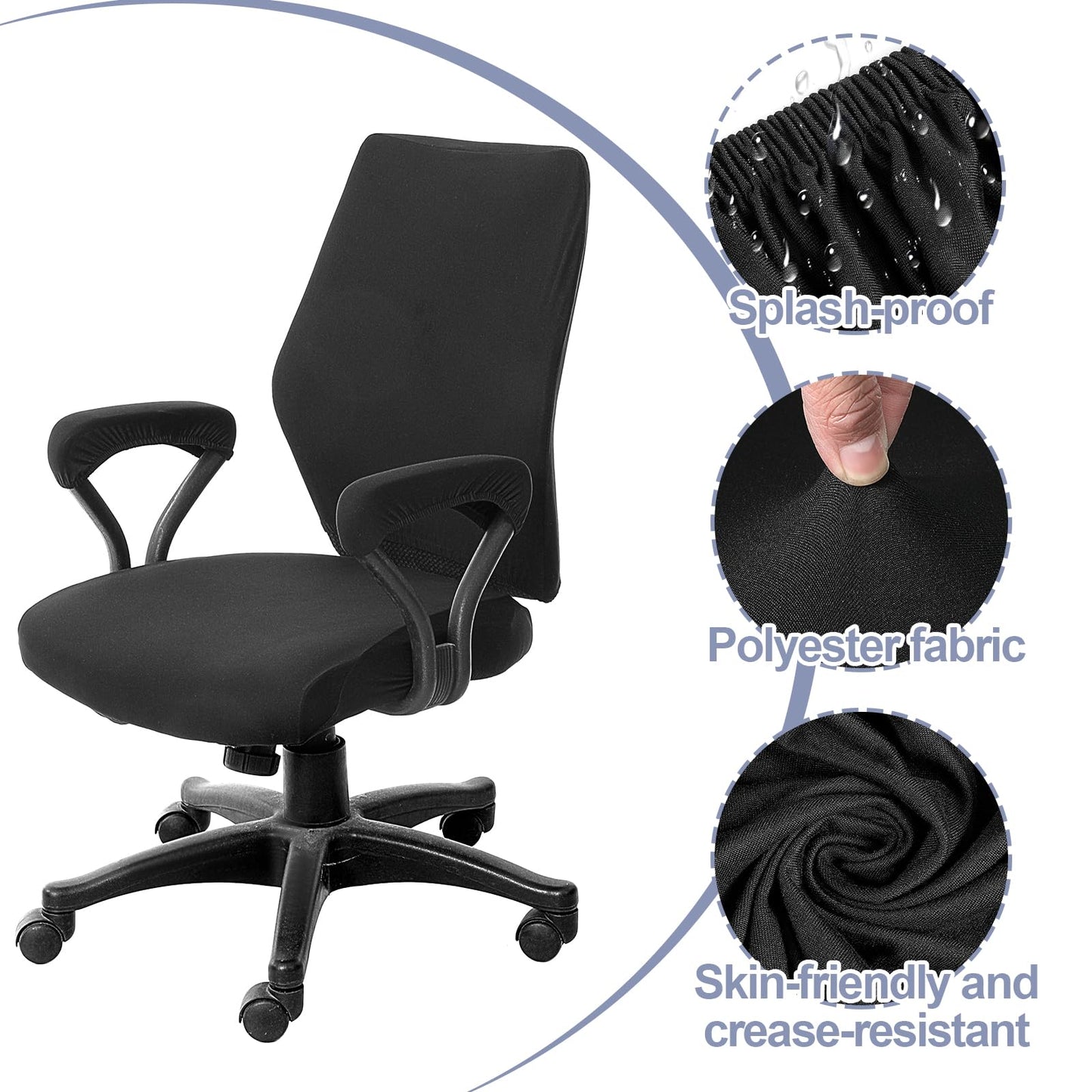 Yolev 4 Pcs Office Chair Covers Set,Computer Universal Protective Stretchable Chair Seat Covers with Armrest Cover,Slipcovers Pads,Cushion Backrest