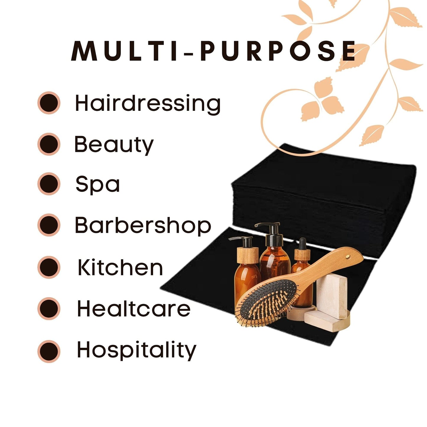 EKO Higiena 70×50 Black Disposable Hairdressing Towels – Perforated & Viscose Polyester Fabric – Face Cloths, Body Wipes, Makeup Pads – For Salon Use