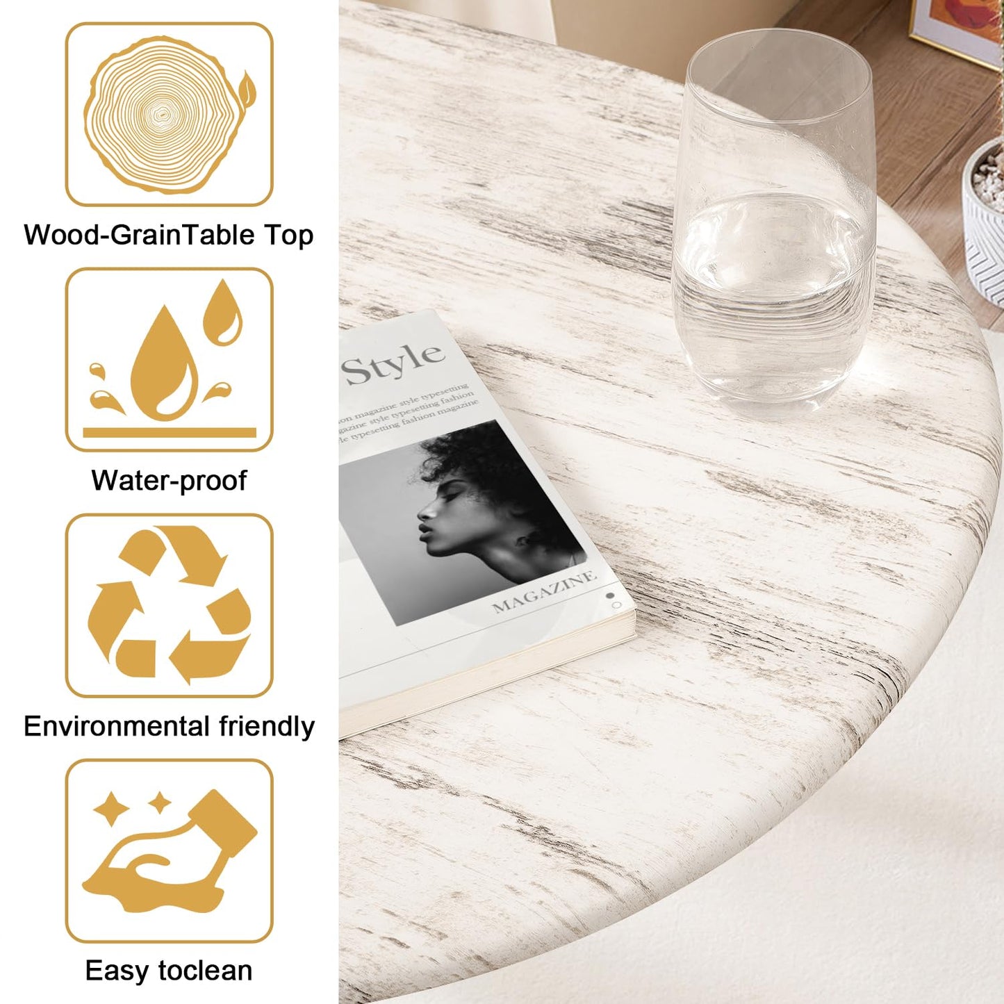 WDSHIYI Large Oval Coffee Table Espresso Wood Mid Century Modern Unique Retro Farmhouse Rustic Table for Living Room Home Office Easy Assembly Wood