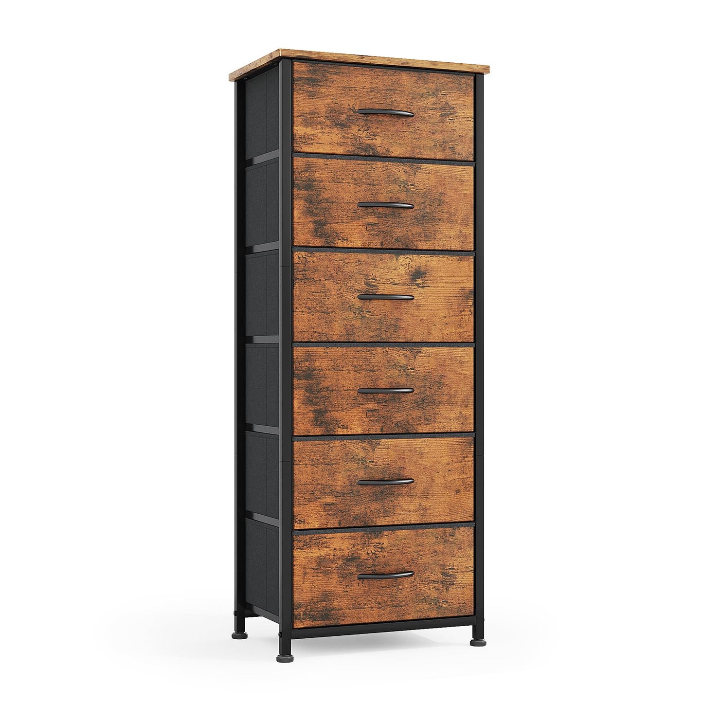 CAIYUN 6 Drawer Tall Dresser, Dresser for Bedroom Entryway Hallway, Closet Storage Drawer, Commode De Chambre, Armoire De Rangement, Rustic Brown
