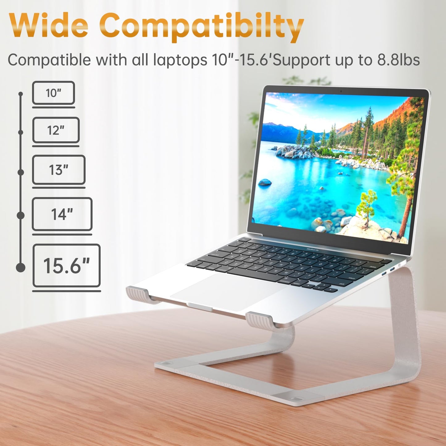 POWERSUP Laptop Stand for Desk Detachable Aluminum Computer Riser Portable Metal Notebook Holder Compatible with MacBook Air, Pro, Dell, HP